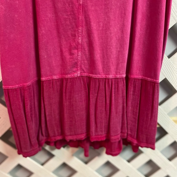 LOGO by Lori Goldstein Distressed Cotton Slub Broomstick Bottom Wild Rose Large - Picture 3 of 6